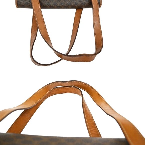 CELINE Logo Macadam Pattern Shoulder Bag PVC Leather Brown Italy - Picture 10 of 16